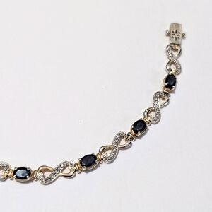 Ross Simons sterling silver gold plated bracelet Sapphire Infinity Heart 925